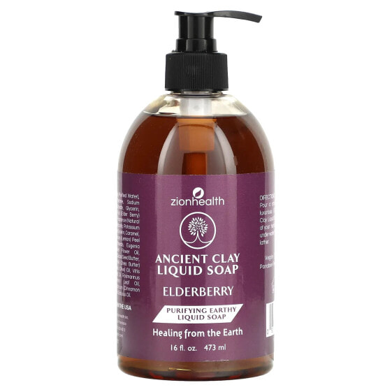 Ancient Clay Liquid Soap, Elderberry, 16 fl oz (473 ml)