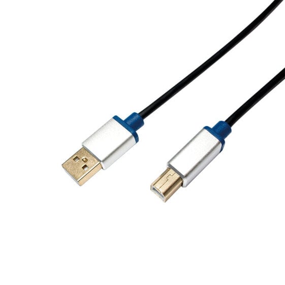 LogiLink 2m, USB2.0-A/USB2.0-B, 2 m, USB A, USB B, USB 2.0, Male/Male, Black