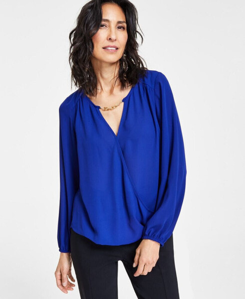 Блузка с запахом с украшениями I.N.C. International Concepts для женщин, создана для Macy's