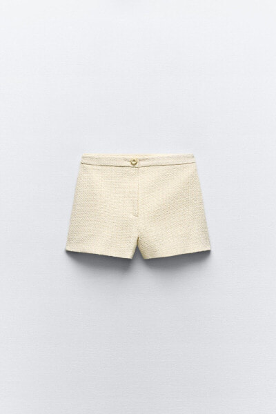 Textured high-waist bermuda shorts