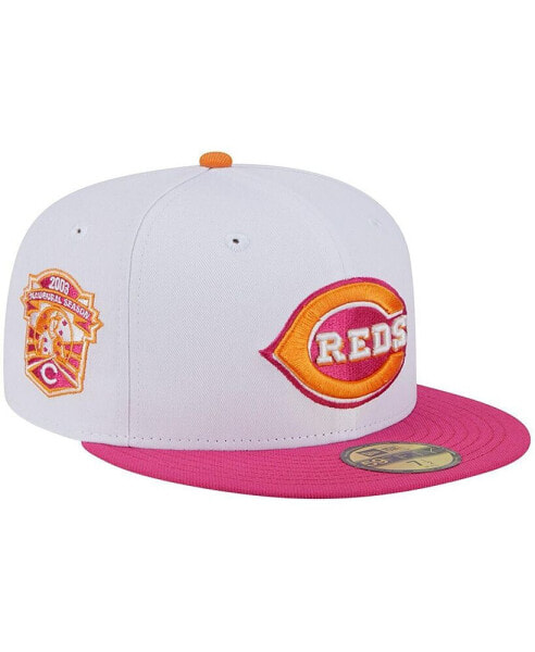 Men's White/Pink Cincinnati Reds 2003 Inaugural Season 59fifty Fitted Hat