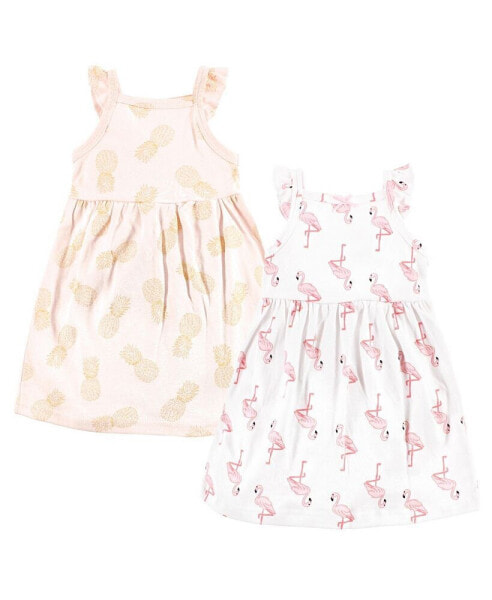 Baby Girls Cotton Dresses, Flamingo Pineapple