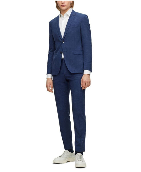 Men's Extra-Slim-Fit Patterned Wool Linen Suit, 2 Piece Set