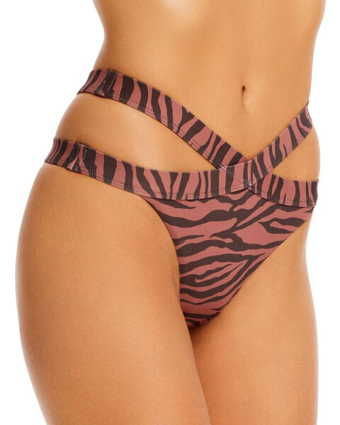 Белье и купальники Женский Купальник Aqua 281175 Animal Print Strappy Bikini Bottom Swimwear, размер Medium