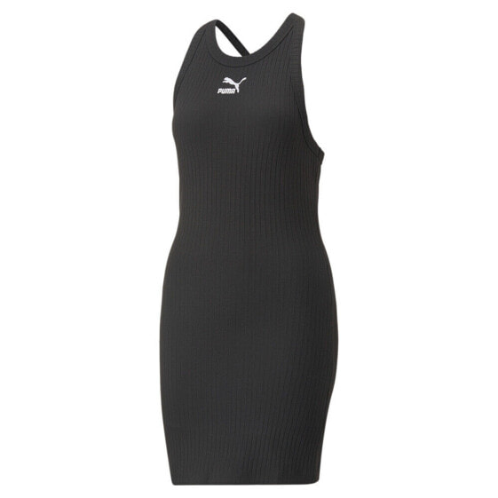 Платье без рукавов Classics Ribbed Sleeveless T-Shirt Dress Puma Casual женское черное 53807901