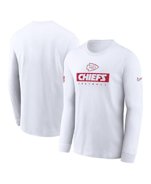 Men's White Kansas City Chiefs Sideline Performance Long Sleeve T-Shirt