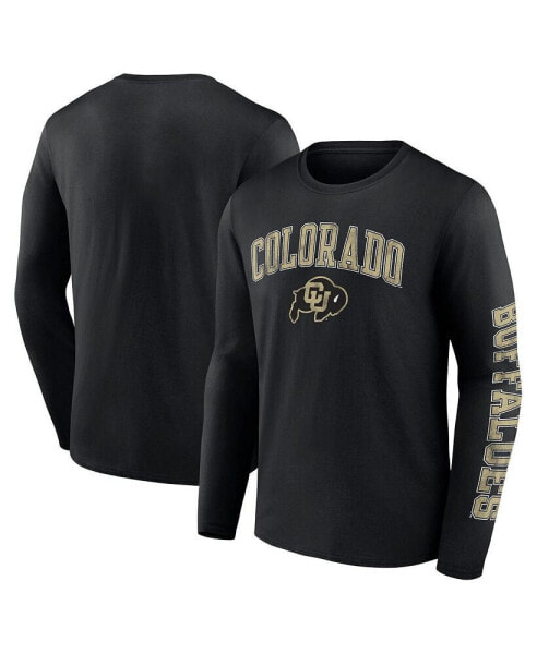 Men's Black Colorado Buffaloes Distressed Arch Over Logo Long Sleeve T-shirt