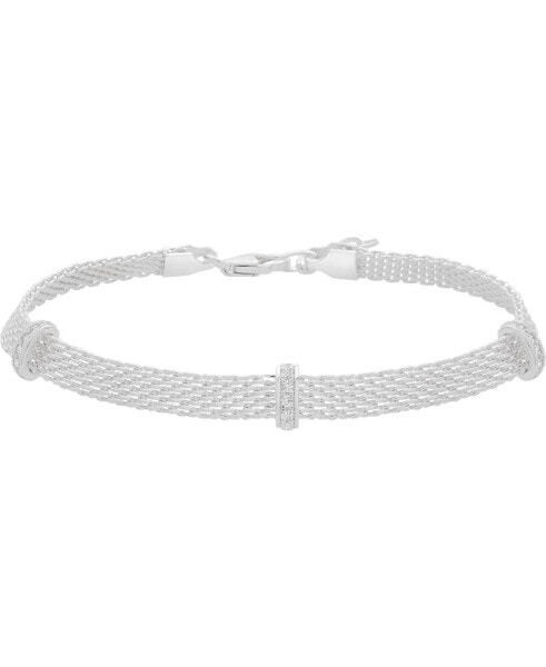 Cubic Zirconia Mesh Link Bracelet in Sterling Silver