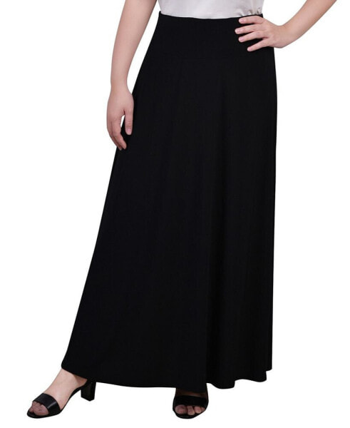 Women's Maxi A-Line Skirt with Front Faux Belt and Ring Detail