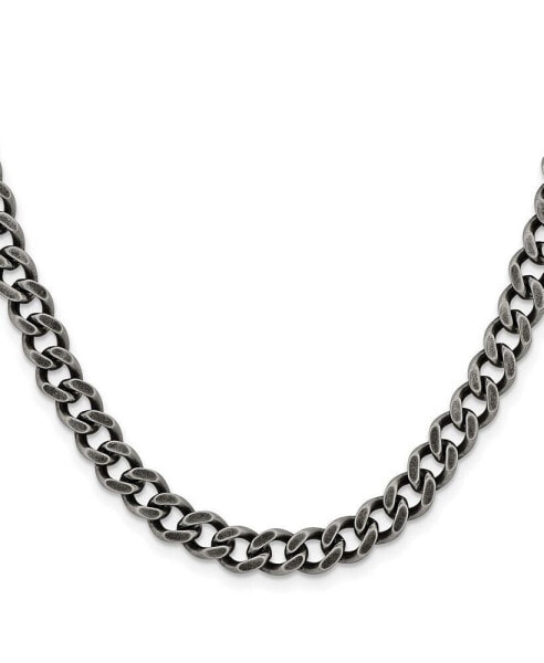 Stainless Steel Oxidized7.5mm Curb Chain Necklace