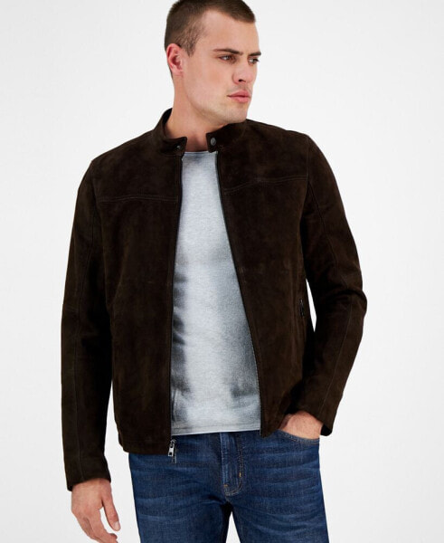 Men's Suede Racer Jacket, Created for Macy's