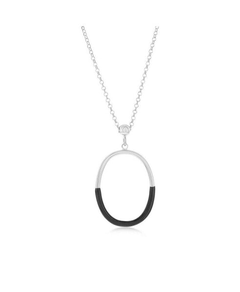 Sterling Silver or Gold Plated over sterling silver, Enamel Oval Necklace