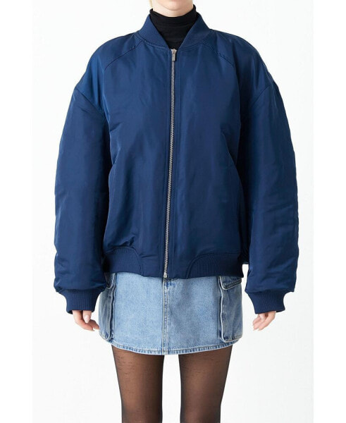 Women's Ruched Bomber Jacket