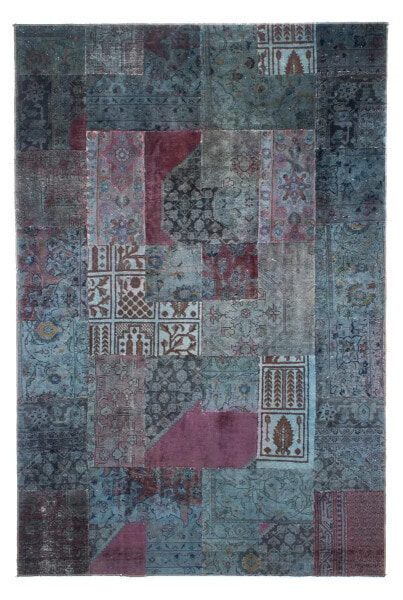 Patchwork Teppich - 291 x 194 cm - blau