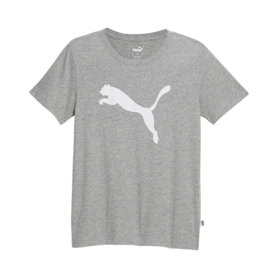 Puma Essential Cat Logo Crew Neck Short Sleeve T-Shirt Womens Grey Casual Tops