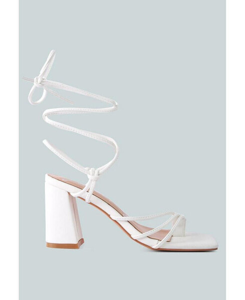 Piri toe ring tie up block sandals