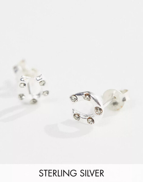 Kingsley Ryan Sterling Silver horseshoe stud earrings in silver