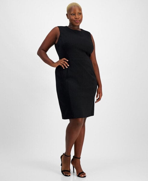 Plus Size Seamed-Waist Sleeveless Sheath Dress