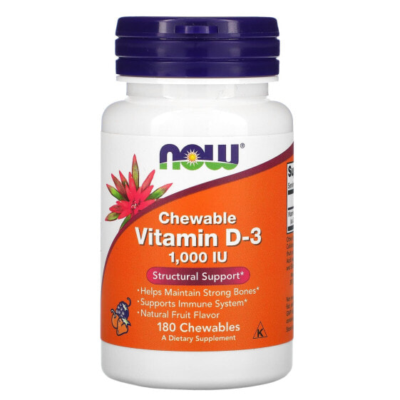 Жевательные таблетки NOW Витамин D-3, натуральная мята, 5,000 МЕ, 120 штук