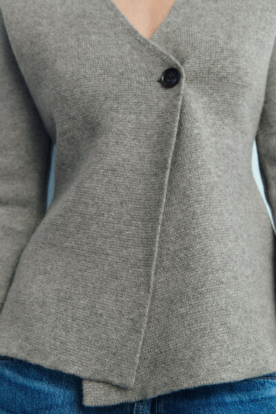 Peplum wool blend knit blazer