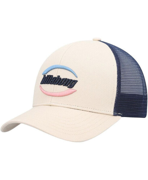 Men's Cream, Navy Walled Trucker Adjustable Snapback Hat
