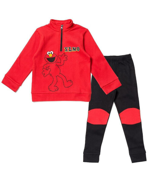 Baby Boys Elmo Fleece Half Zip Sweatshirt and Pants Set to