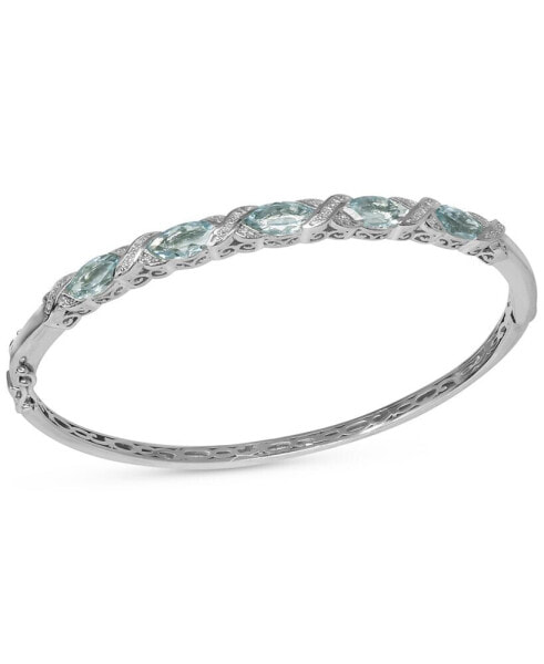 Aquamarine (3-3/4 ct. tw.) & Diamond Accent Bangle Bracelet in Sterling Silver