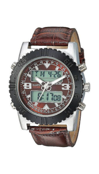 Men's Analog/Digital Multi-Function Weekend Sport Watch with Leather Band