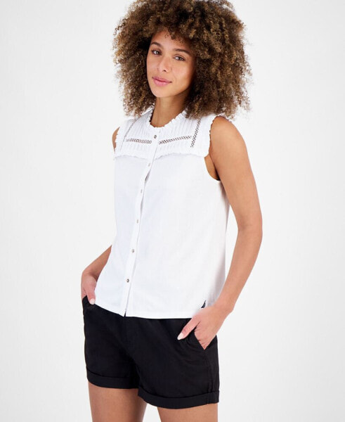 Women's Sleeveless Pintuck-Yoke Top