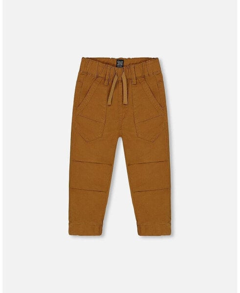 Baby Boys Baby Stretch Twill Pleated Knee Jogger Pants Caramel Brown