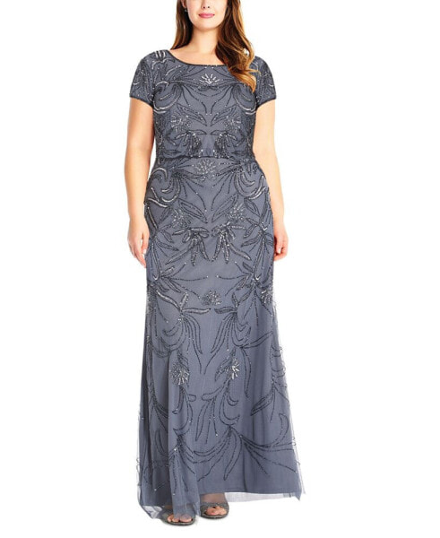 Plus Size Blouson Sequin Gown