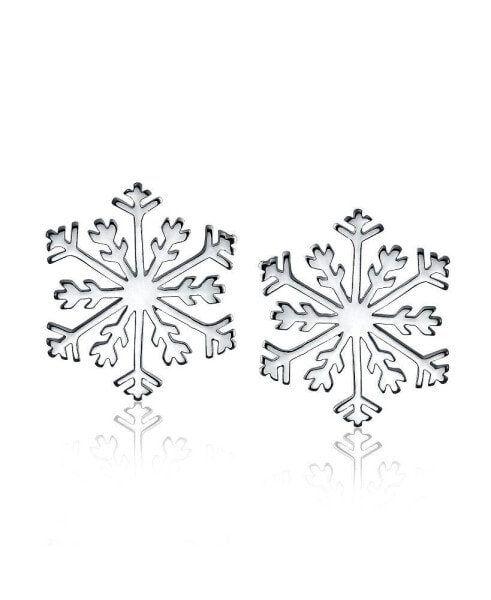 Holiday Party Season Christmas Frozen Winter Snowflake Stud Earrings For Women For Teen .925 Sterling Silver