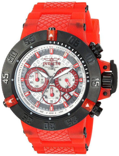 Invicta Men's Subaqua Stainless Steel Quartz Watch with Silicone Strap red 28...