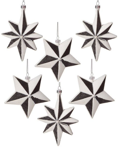 Kurt Adler 5.3In Star Christmas Ornaments Set Of 6 Multicolor