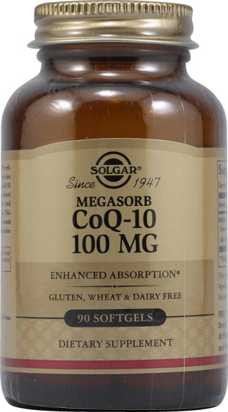 Solgar, Megasorb CoQ-10, мегасорб с коэнзимом Q-10, 100 мг, 90 капсул
