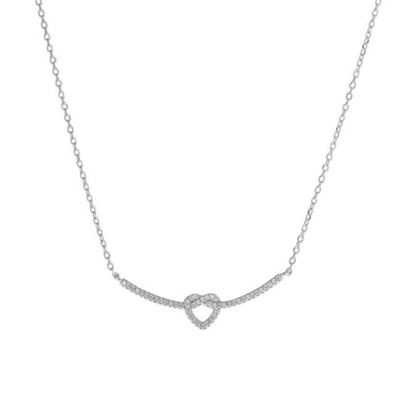 Silver necklace with glittering heart AJNA0006