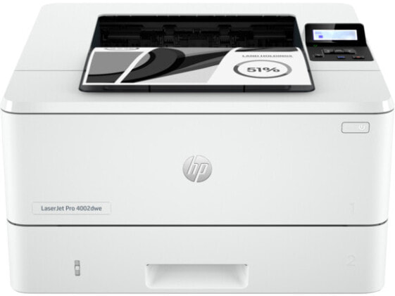 HP LaserJet Pro 4002dwe Printer - Black and white - Printer for Small medium business - Print - Wireless; +; Instant Ink eligible; Print from phone or tablet - Laser - 1200 x 1200 DPI - A4 - 40 ppm - Duplex printing - White