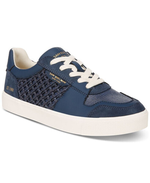 Women's Elcie Lace-Up Raffia Court Sneakers