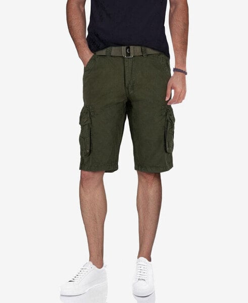 Men's Belted Double Pocket Cargo Shorts