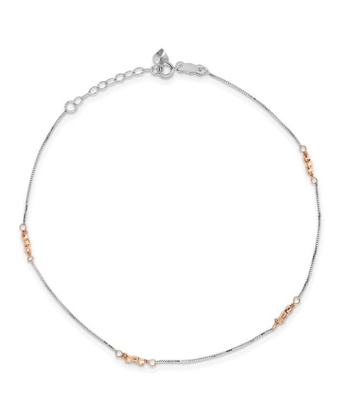 Beaded Anklet in 14k White and Rose Gold