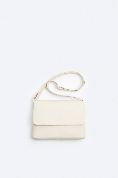 Nylon crossbody bag with flap