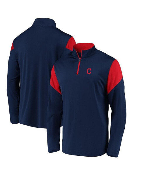 Men's Navy Cleveland Guardians Primary Logo Quarter-Zip Jacket