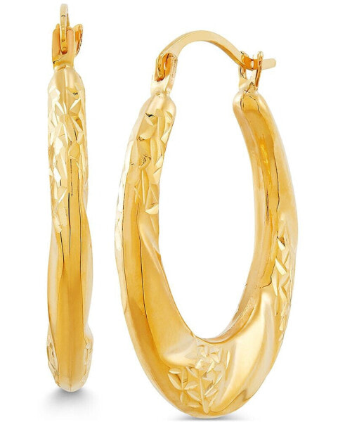 Small Textured Swirl Hoop Earrings in 14k Gold