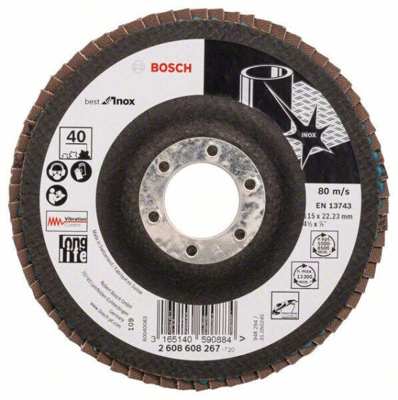 Bosch Fächerschleifscheibe X581, Best for Inox 115 mm, 22,23 mm, 40