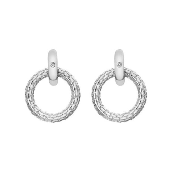 Modern silver earrings with Woven DE691 diamonds