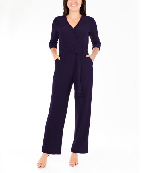 Комбинезон  NY Collection 3/4 Sleeve Belted Jumpsuit