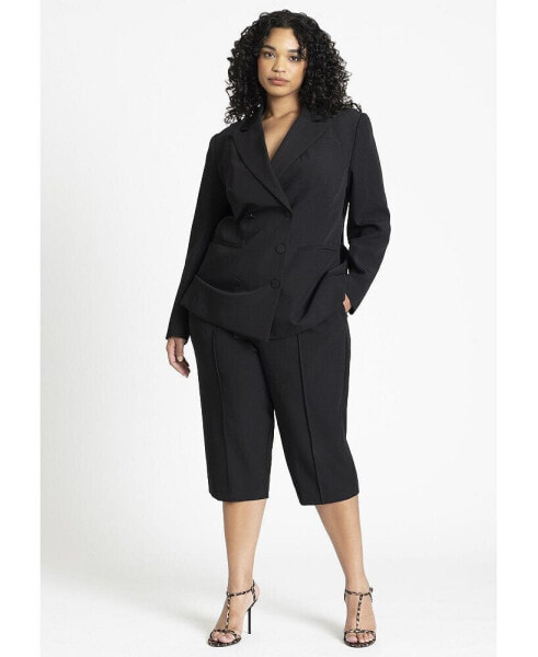 Plus Size Pintuck Stretch Capri - 14, Black Onyx