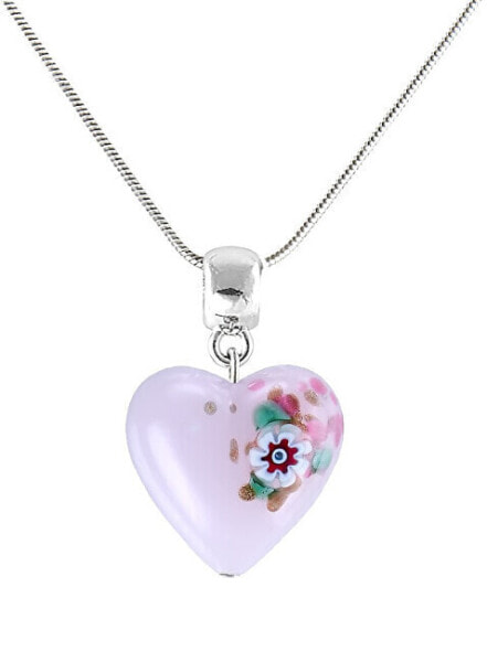 Колье Lampglas Pink Flower Necklace