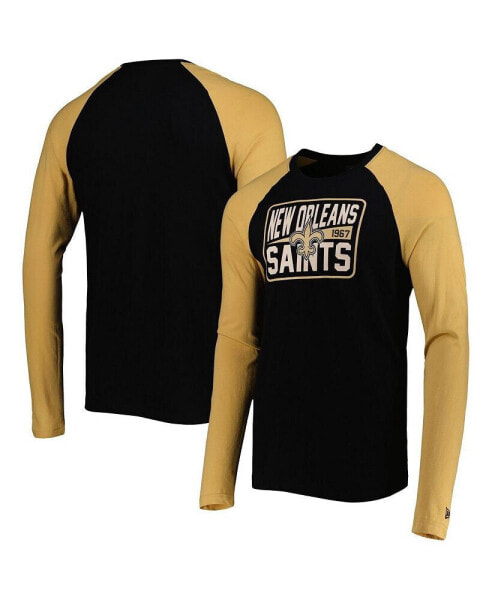 Men's Black New Orleans Saints Current Raglan Long Sleeve T-shirt