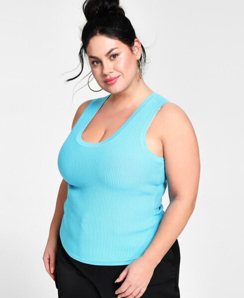 Trendy Plus Size Ribbed Sweater Tank Top